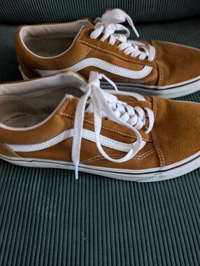 Vans Old Skool Suede Sneakers Tan Gold Women 11 Men 9.5
